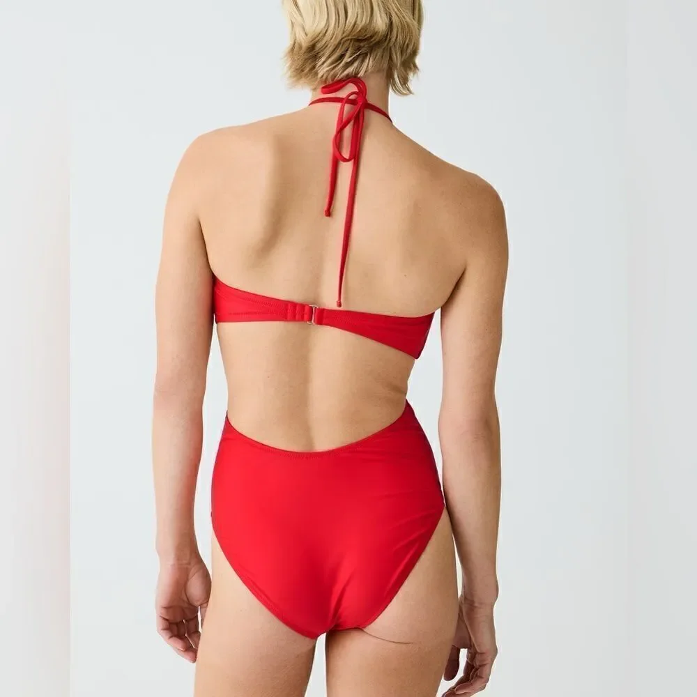 J Crew Rosette Side Cut-Out One Piece Swimsuit NWT